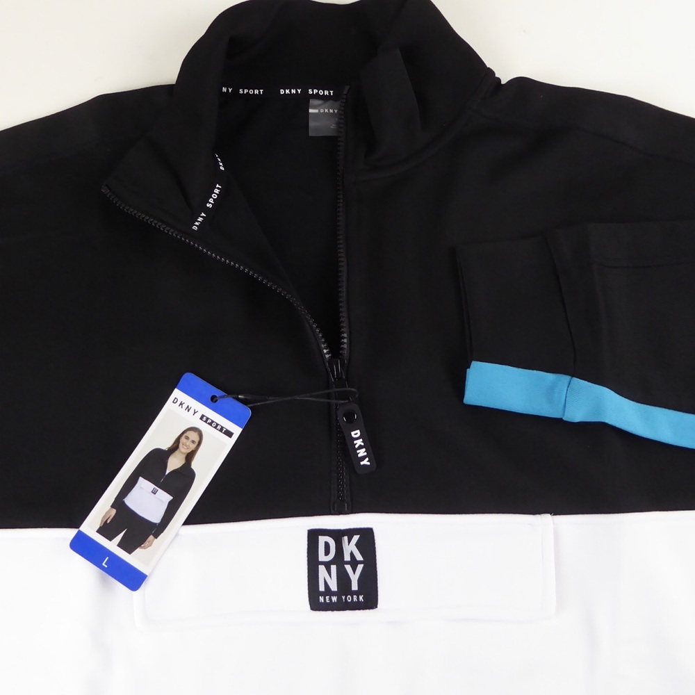 DKNY 1/2 Zip Pullover Sweater Colorblock Jacket NY